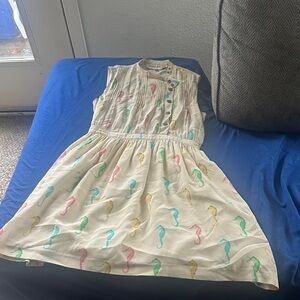 Seahorse Print Kids Dress - Multicolor